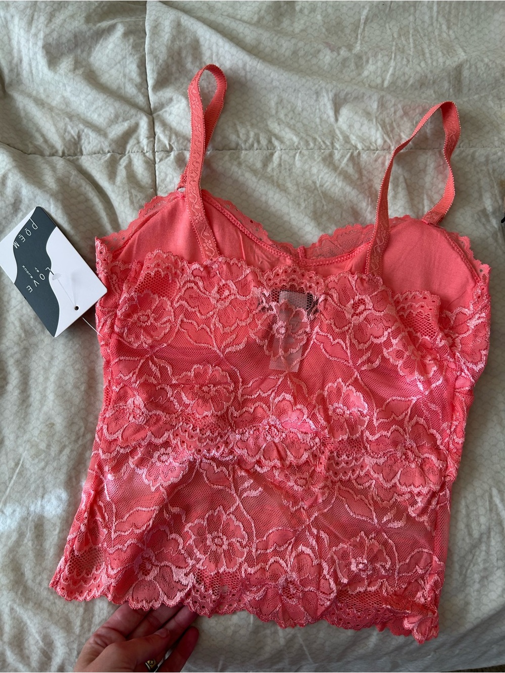 Coral Lace Camisole Tank Top